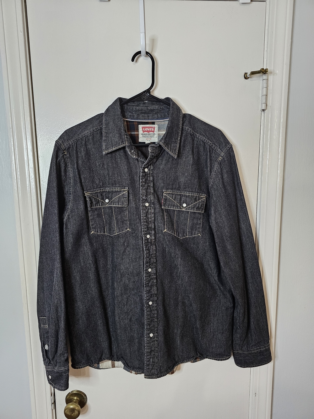 Levi's Dark Gray Denim Button-Up Shirt Shacket Jacket Size Medium